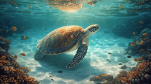 The Eternal Turtle of the Golden Lagoon Digital Painting