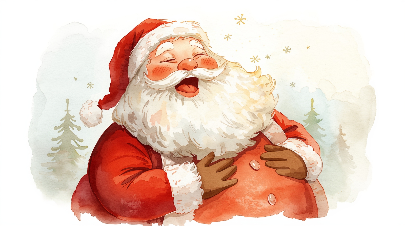 Jolly Laughter of Santa – A Timeless Christmas Watercolor Art - Image 2
