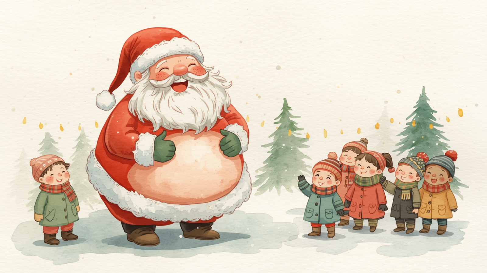 Santa’s Big Laugh – A Joyful Christmas Watercolor - Image 2