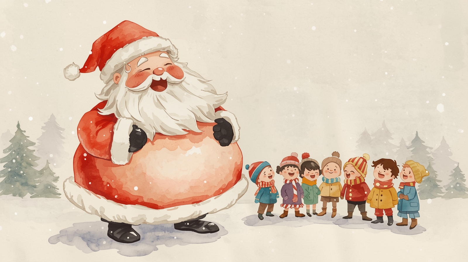 Santa’s Big Laugh – A Joyful Christmas Watercolor - Image 3