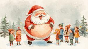 Santa’s Big Laugh – A Joyful Christmas Watercolor Illustration