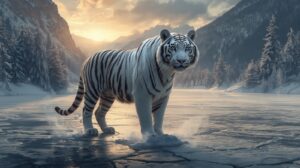 The Last White Tiger of the Frozen Valley Digital Painting