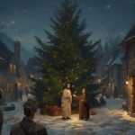 Classic European Christmas Night Art Featuring Jesus | Oil Painting Style
