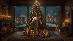 Museum-Quality Victorian Christmas Digital Oil Painting Featuring Jesus Christ