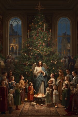 Museum-Quality Victorian Christmas Art Featuring Jesus Christ and Families