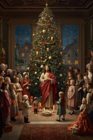 victorian christmas digital painting, jesus christ christmas art, religious christmas artwork, museum quality digital oil painting, realistic jesus christ painting, victorian christmas village art, christmas painting with children, vintage european christmas art, classic christian christmas art, high resolution christmas wall art, luxury christmas digital art, printable christmas fine art, historical christmas painting, jesus christ oil painting digital, antique style christmas artwork