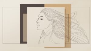 Attractive Woman, Drawn in One Flawless, Digital Painting