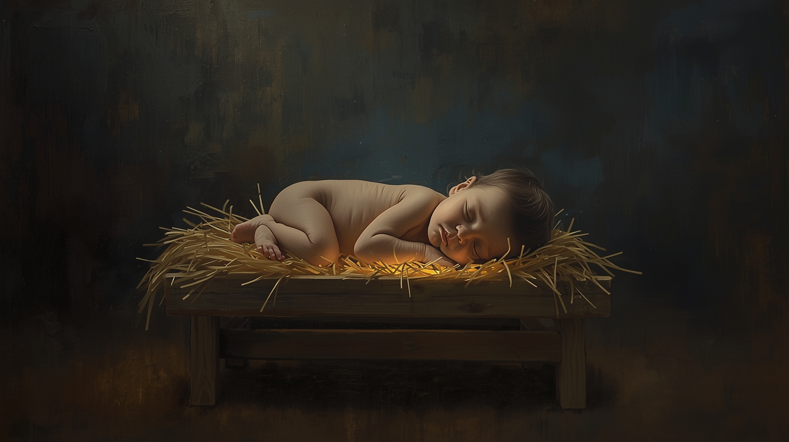 Peaceful Infant Jesus Nativity Artwork – Golden Glow Christian Canvas Art - Image 3