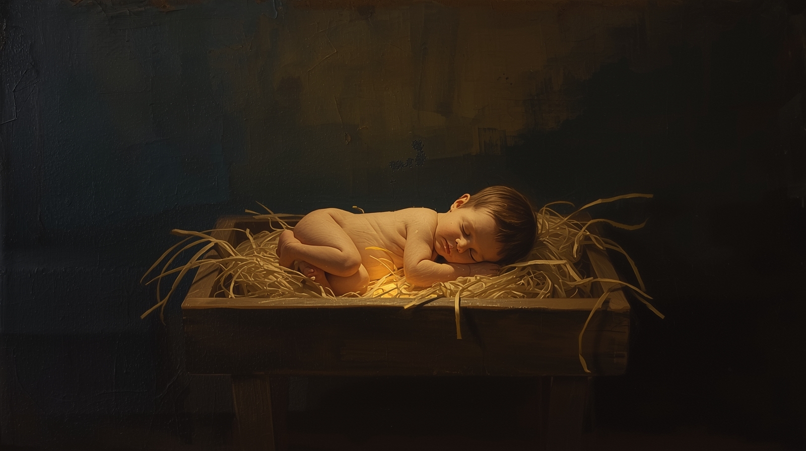 Peaceful Infant Jesus Nativity Artwork – Golden Glow Christian Canvas Art - Image 4