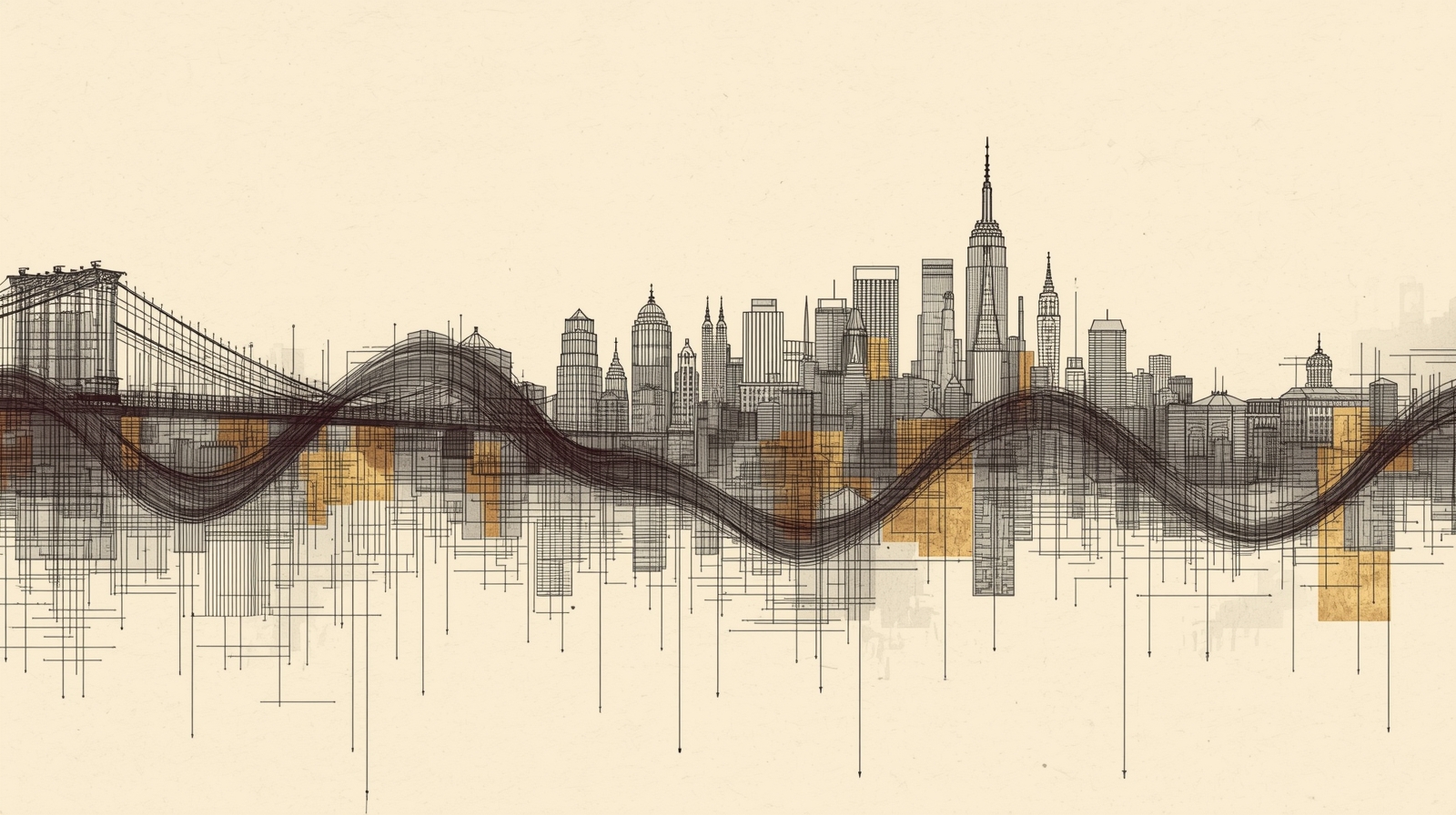 Continuous Line Cityscape Art – Abstract Skyline Morphing From Human Silhouette, Luxury Minimalist Panorama - Image 4