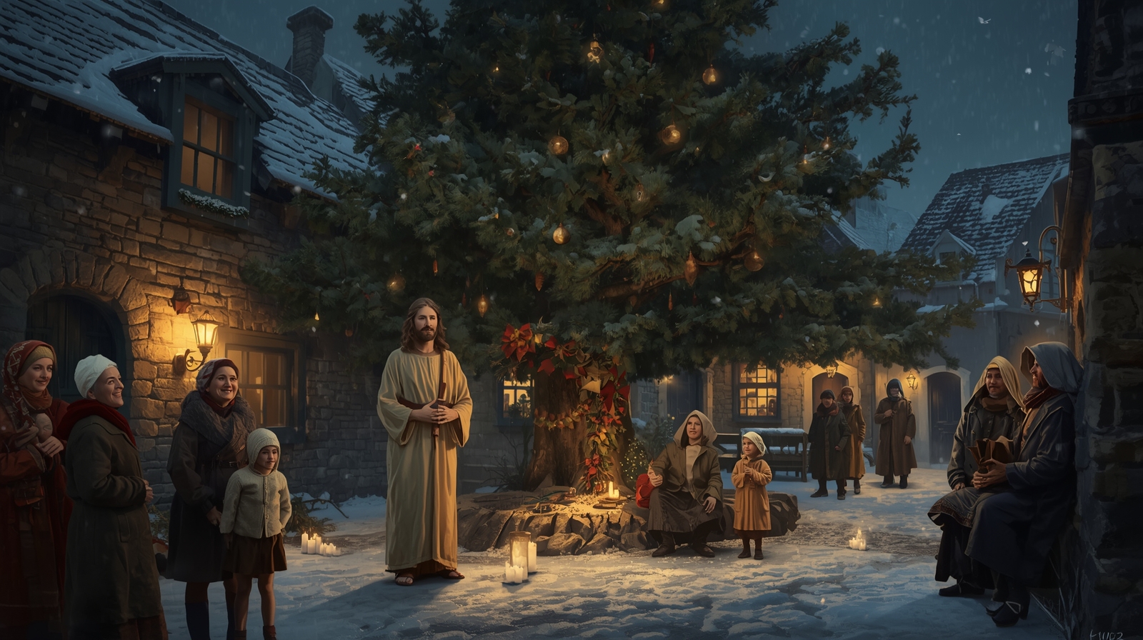 Classic European Christmas Night Art Featuring Jesus | Oil Painting Style - Image 7