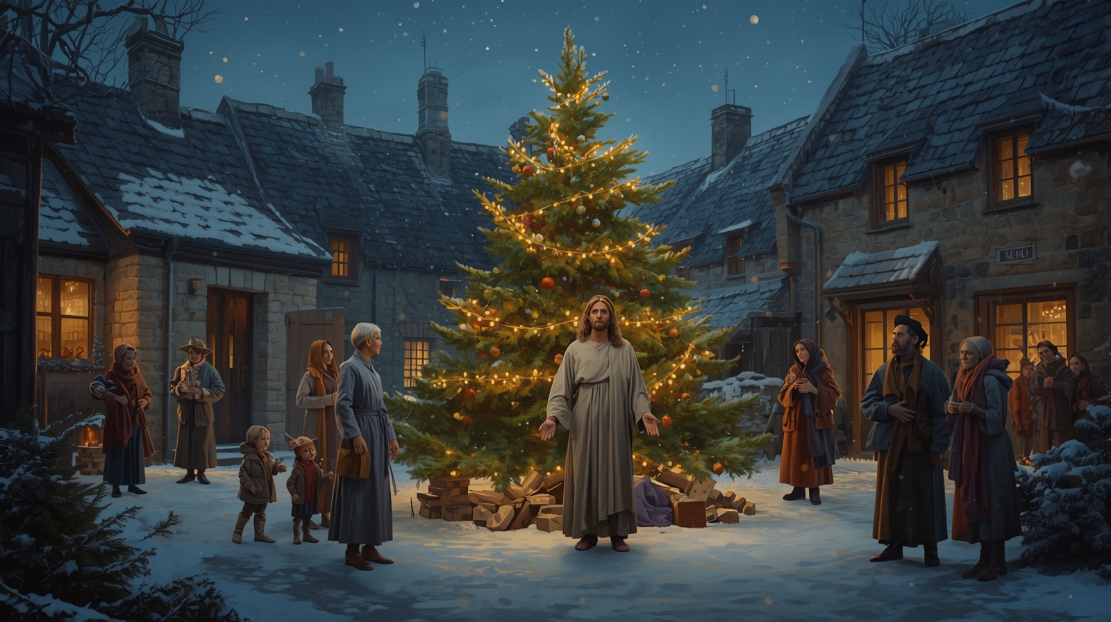 Classic European Christmas Night Art Featuring Jesus | Oil Painting Style - Image 8