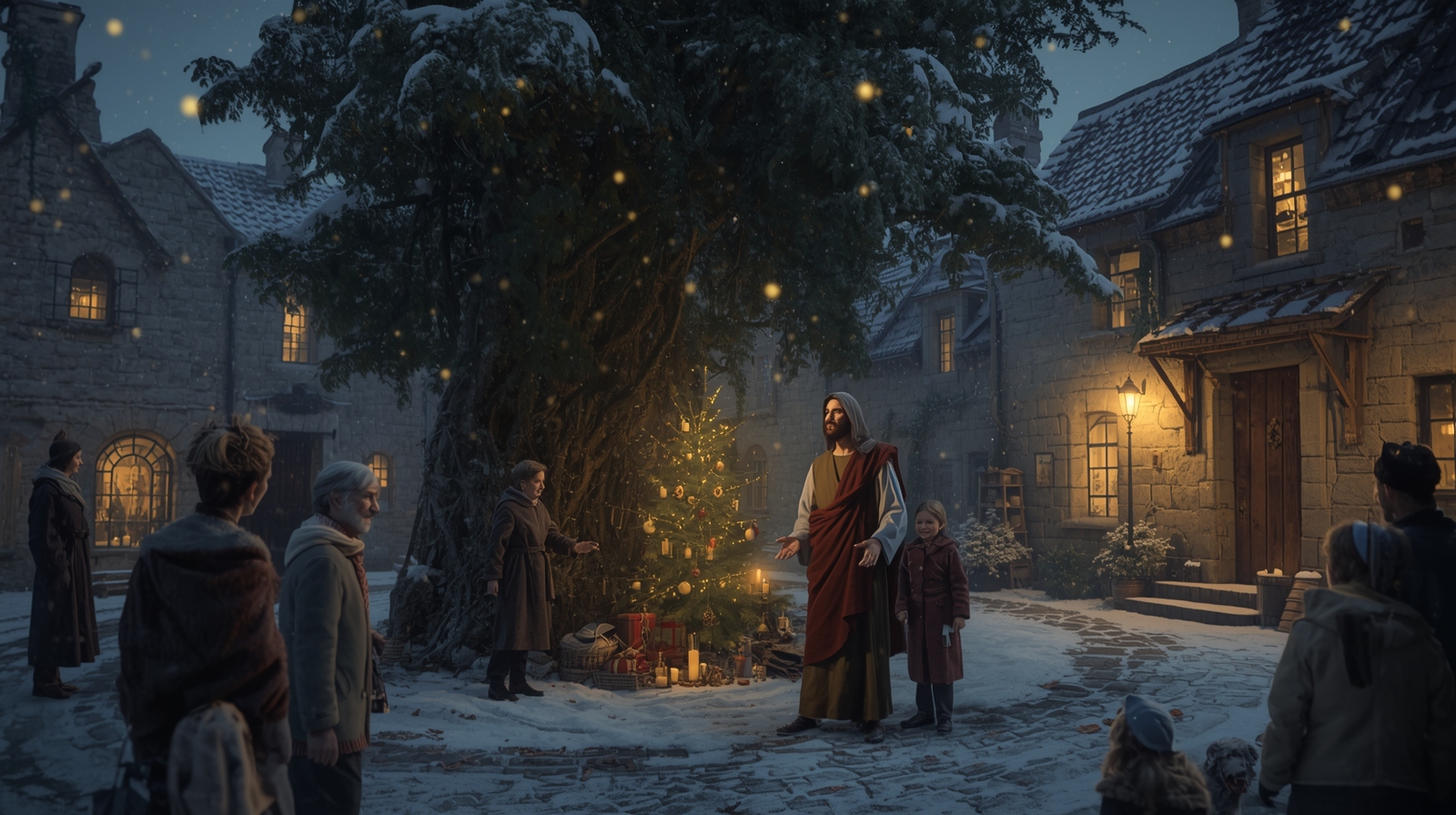 Classic European Christmas Night Art Featuring Jesus | Oil Painting Style - Image 2