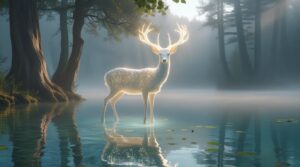 The Crystal-Antlered Guardian Digital Painting