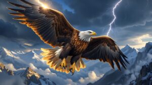 The Golden Eagle Above the Storm Mountains Digital Painting