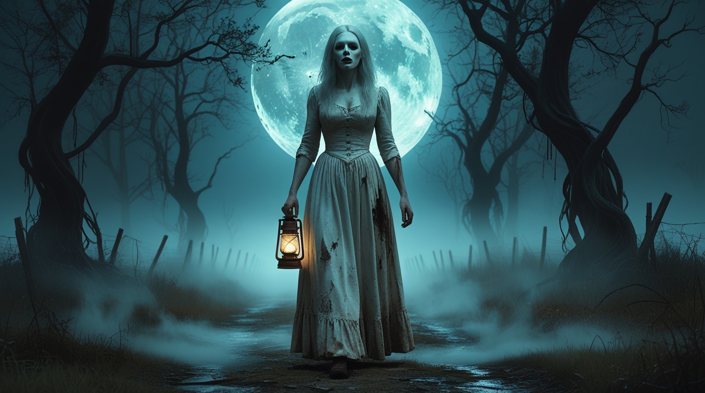 Digital Painting of American woman walking alone on an abandoned forest - Image 3