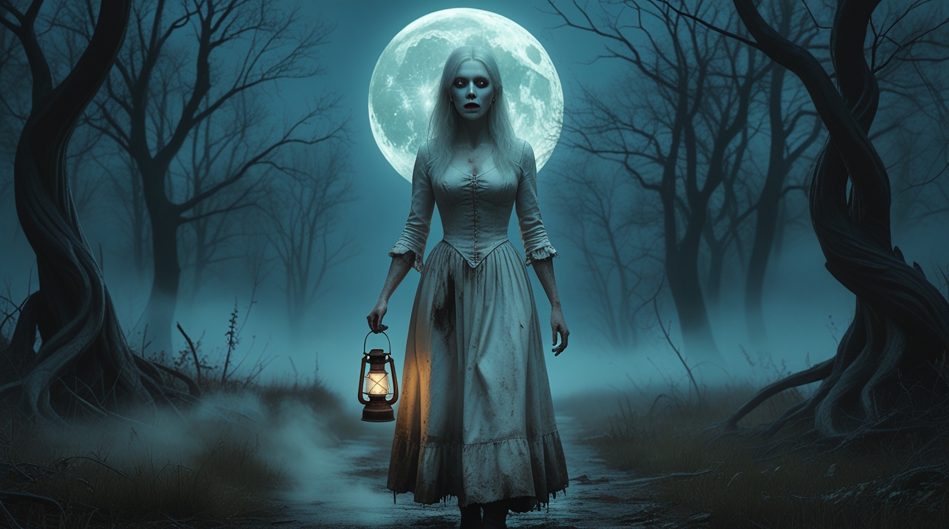 Digital Painting of American woman walking alone on an abandoned forest - Image 4