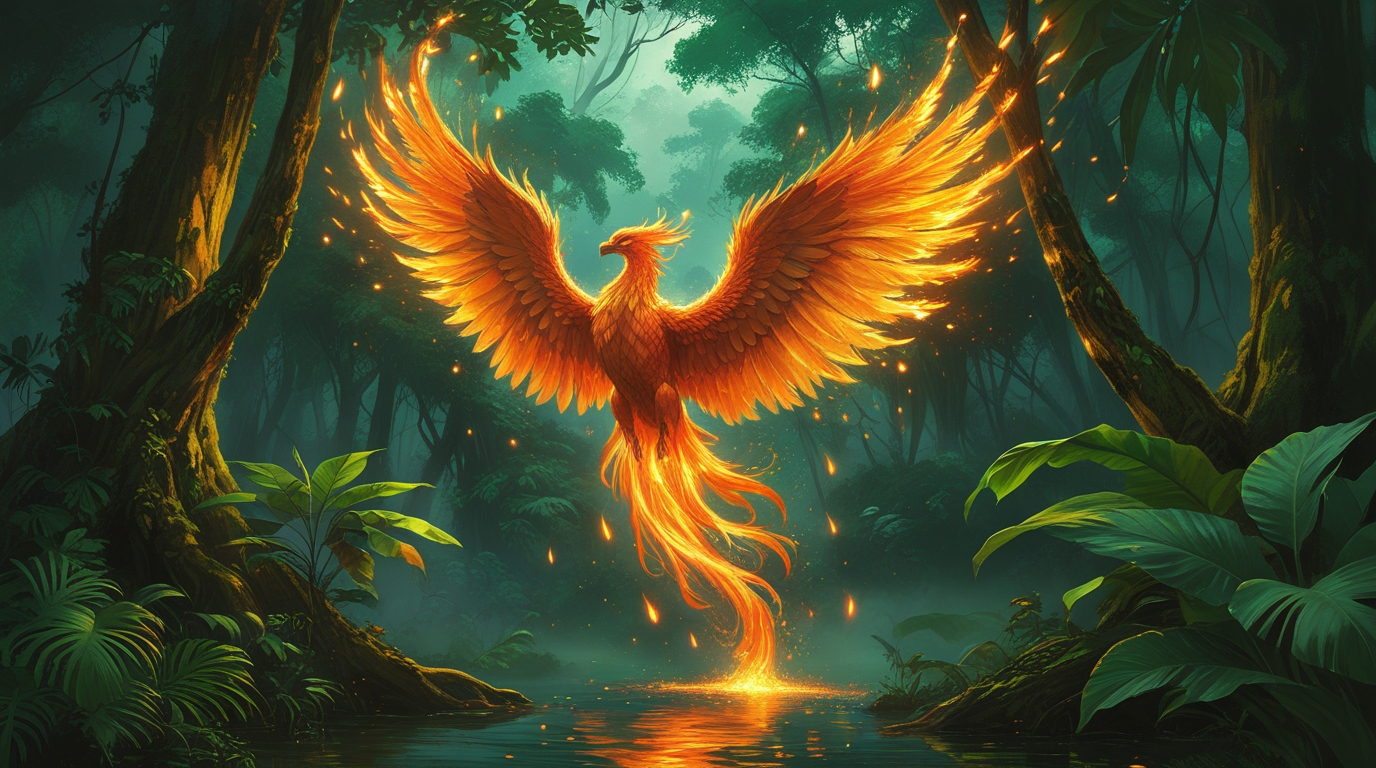 Fireborn Spirit of the Emerald Forest Digital Painting - Image 2
