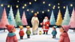 Peaceful Christmas Night with Jesus and Santa – Storybook Watercolor Fine Art