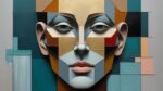 Luxury Geometric Abstract Female Portrait Painting