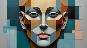 Luxury Geometric Abstract Female Portrait Painting