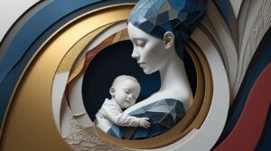Architectural Abstract Mother and Child Figurative Art