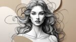 Single-Line Goddess Portrait – Abstract Wavy Hair & Luxury Minimalist Fine Art