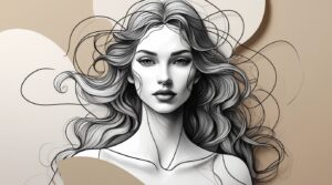Single-Line Goddess Portrait – Abstract Wavy Hair & Luxury Minimalist Fine Art