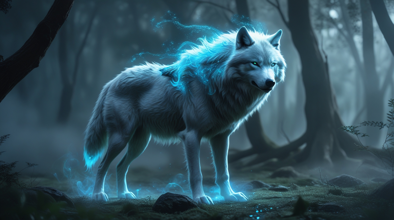 Spirit Wolf of the Enchanted Forest – Ethereal Fantasy Wall Art
