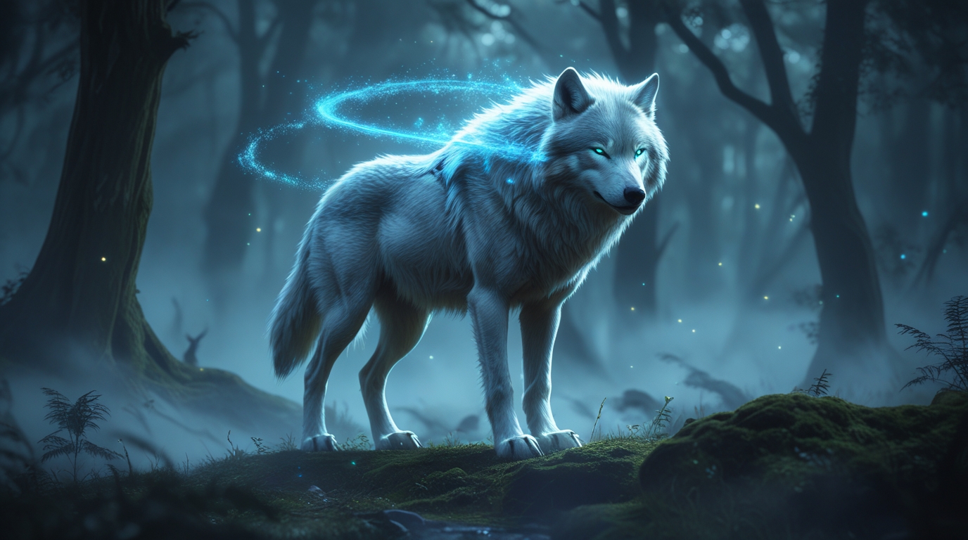 Spirit Wolf of the Enchanted Forest – Ethereal Fantasy Wall Art - Image 2
