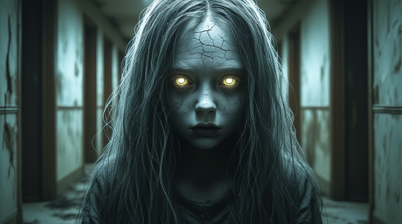 Ghostly Girl Horror Portrait – Hyper-Realistic Dark Art for Collectors