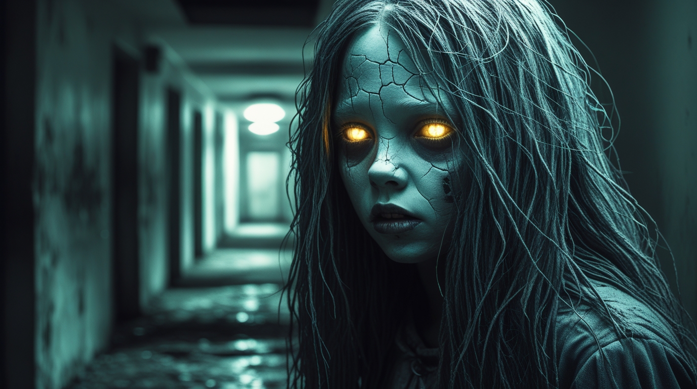 Ghostly Girl Horror Portrait – Hyper-Realistic Dark Art for Collectors - Image 4