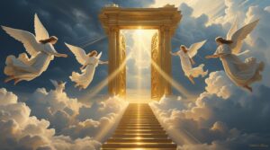 Digital Painting of a Massive Golden Gate Opening in The Sky