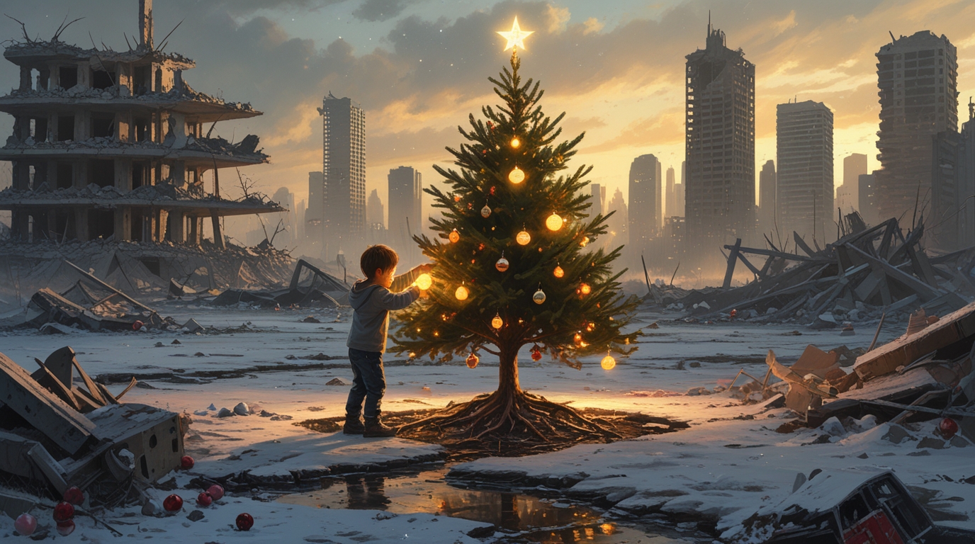 Cinematic Digital Oil Painting of the Last Christmas on Earth - Image 4