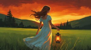 Digital Painting of a Young Girl Seen from the Back