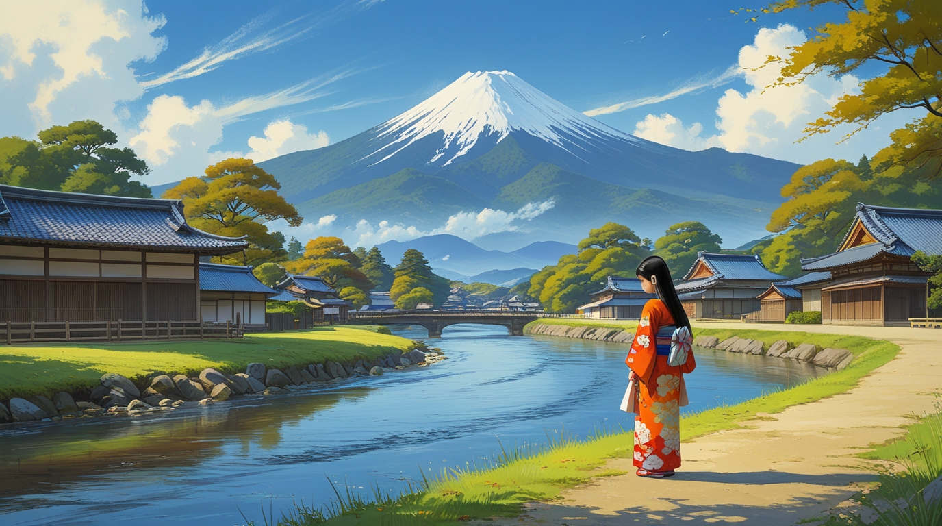 Digital Painting of a Traditional Old-Style Japanese Village - Image 4